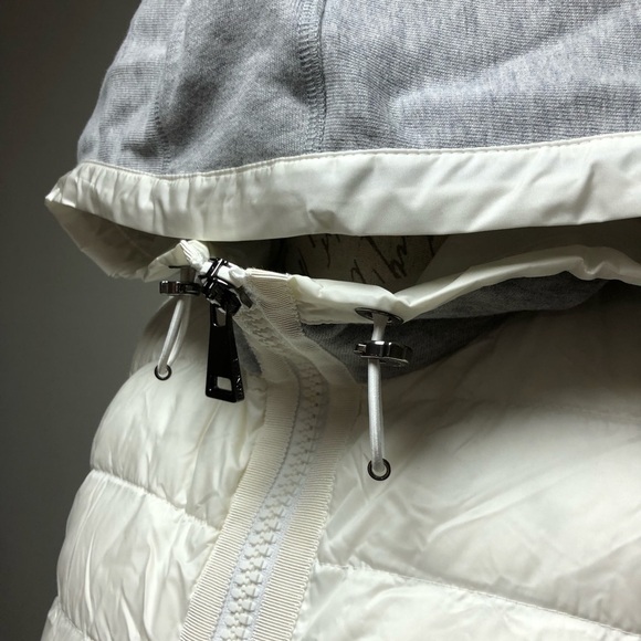 [5] Moncler Jacket Puffer Hooded Cardigan Grey Cream Women’s Small & Extra Small - Picture 3 of 8
